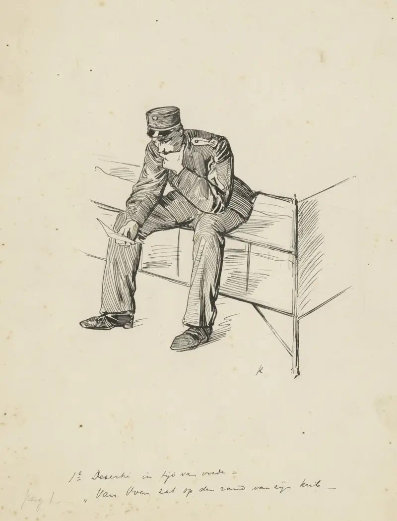 Soldaat leest een brief av Hendrik Maarten Krabbé