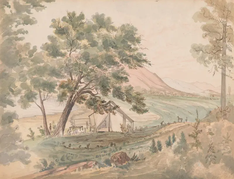 Camp at Clear Lake, California av James Madison Alden