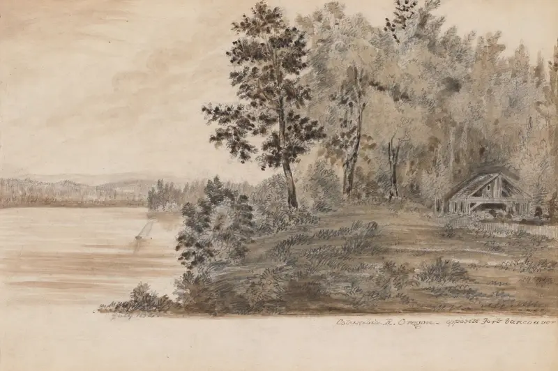 Columbiafloden i Oregon – mittemot Fort Vancouver av James Madison Alden