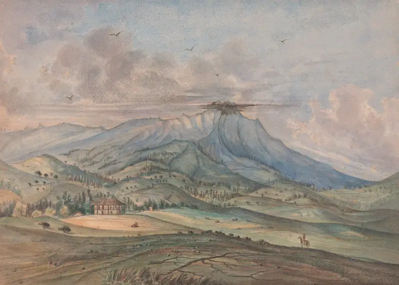 Foot of Tamel Pais (or Table Mountain) with Widow Reed’s Rancho near San Francisco Bay, Cala av James Madison Alden