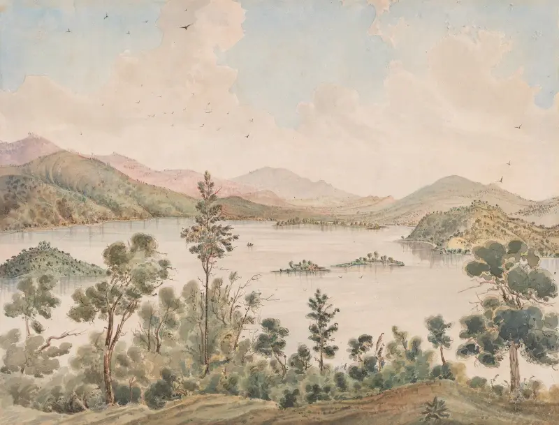 Utsikt över Isomi (eller Clear Lake) nära Kachinhama av James Madison Alden