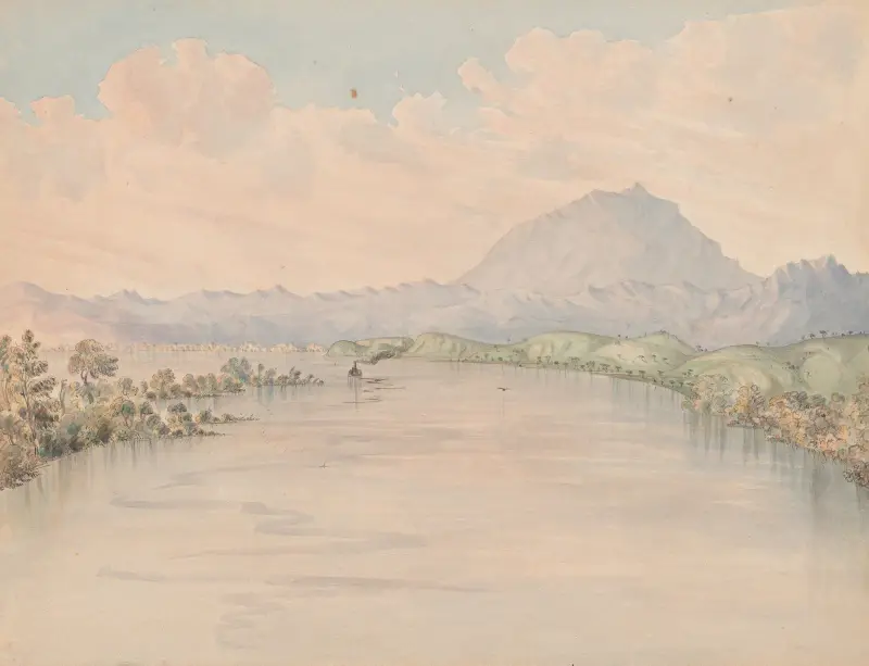 Sacramento River, Cala. (Mt. Diablo in the Distance) looking down av James Madison Alden