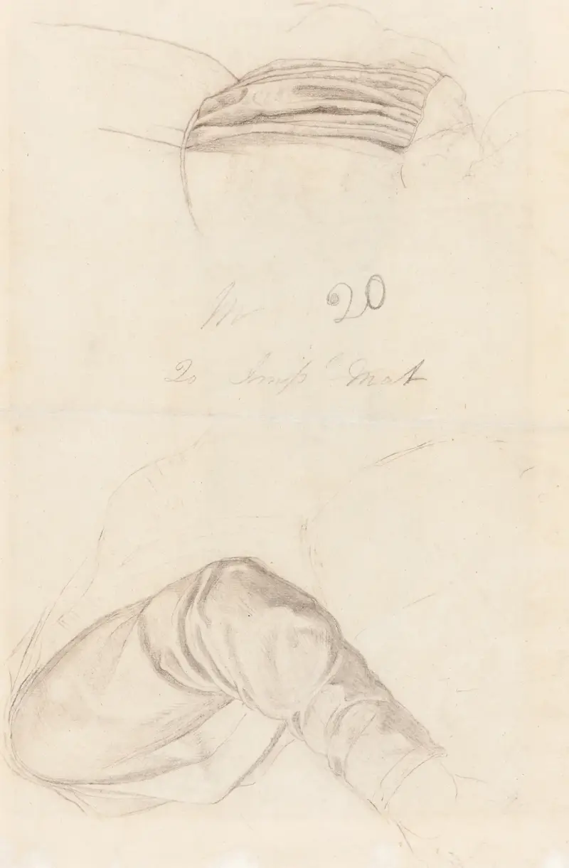Dvě studie draperie (verso), Ford Madox Brown