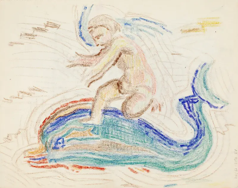 Delfinryttaren, skiss av Magnus Enckell
