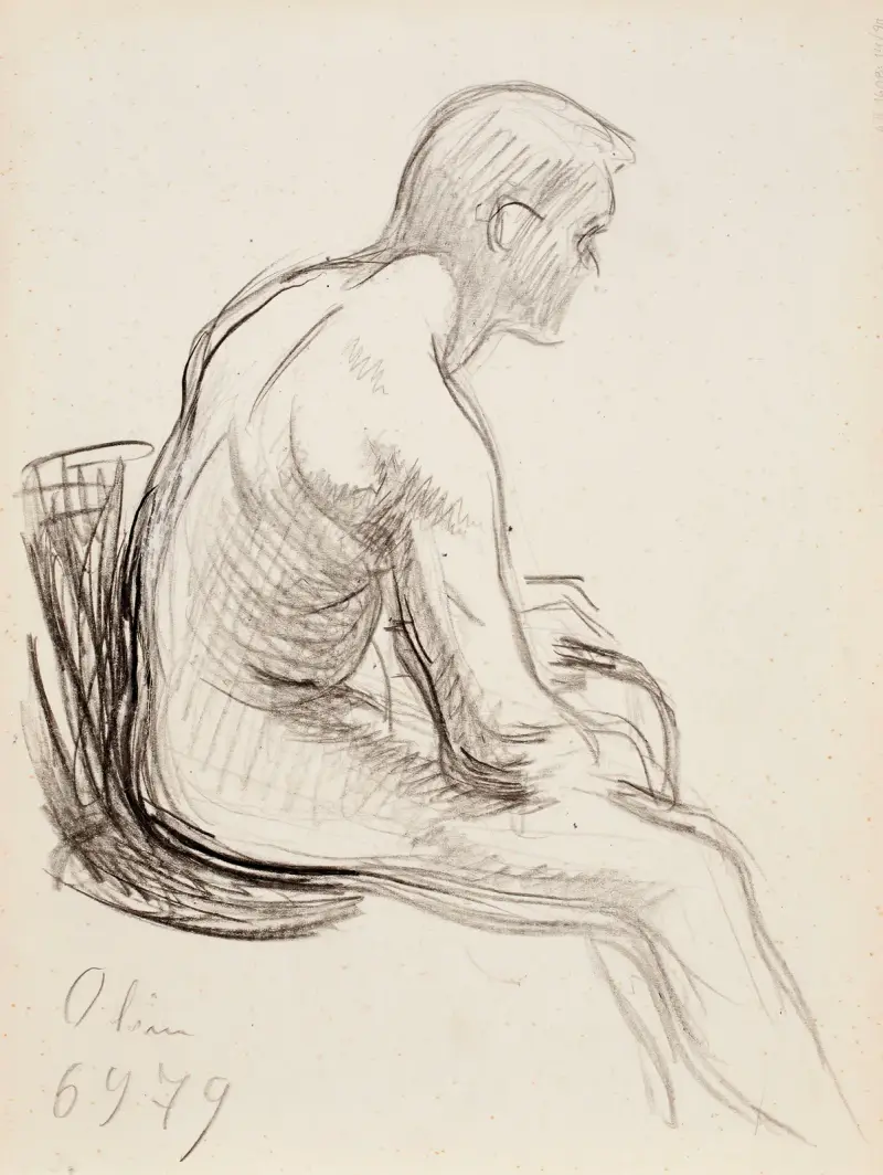 Sittande naken man av Magnus Enckell