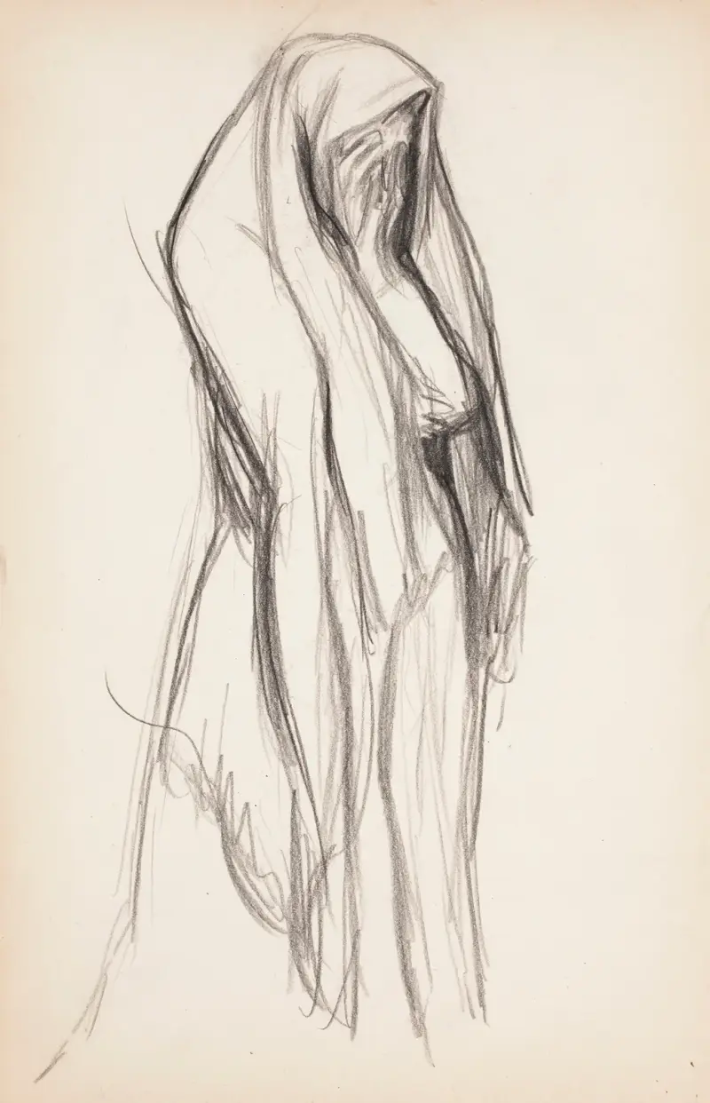 Skiss till målningen Gråtande kvinna, 1904 av Magnus Enckell
