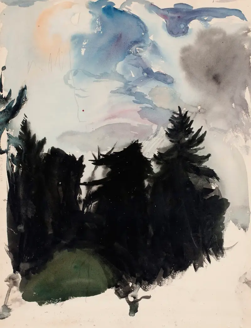 Maisema, mustia kuusia av Magnus Enckell