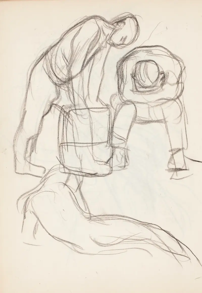 Männer in verschiedenen Stellungen, Skizze von Magnus Enckell