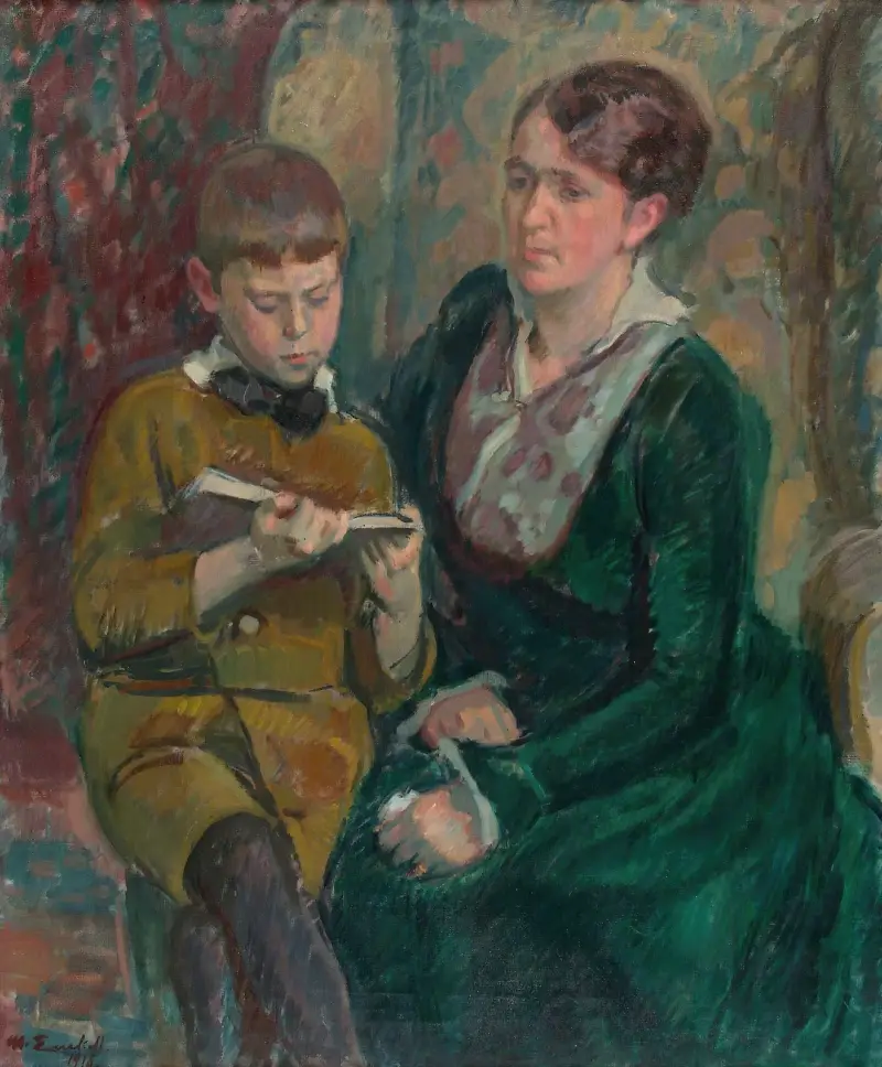 Mrs. Esther Cederhvarf with Her Son av Magnus Enckell