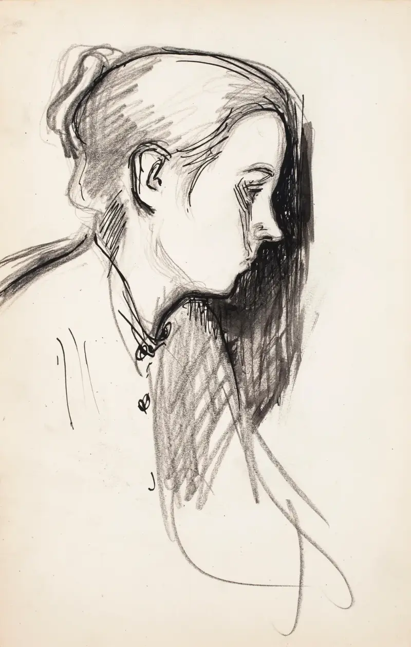 Kvinna i profil, skiss av Magnus Enckell