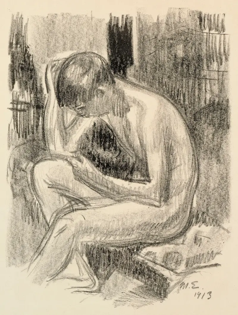 Sittande naken av Magnus Enckell