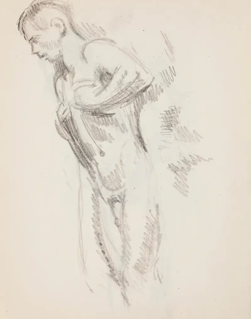 Liggande naken man, skiss av Magnus Enckell