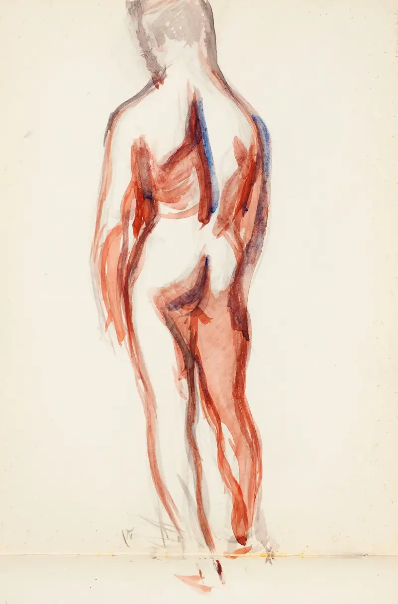 Stående naket stående man, skiss av Magnus Enckell