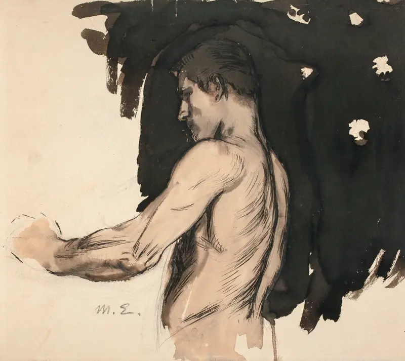 Studie, halvfigur av naken man av Magnus Enckell