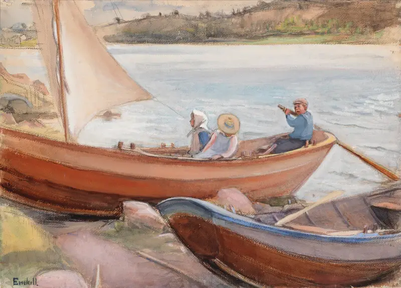 Båtar på stranden av Magnus Enckell