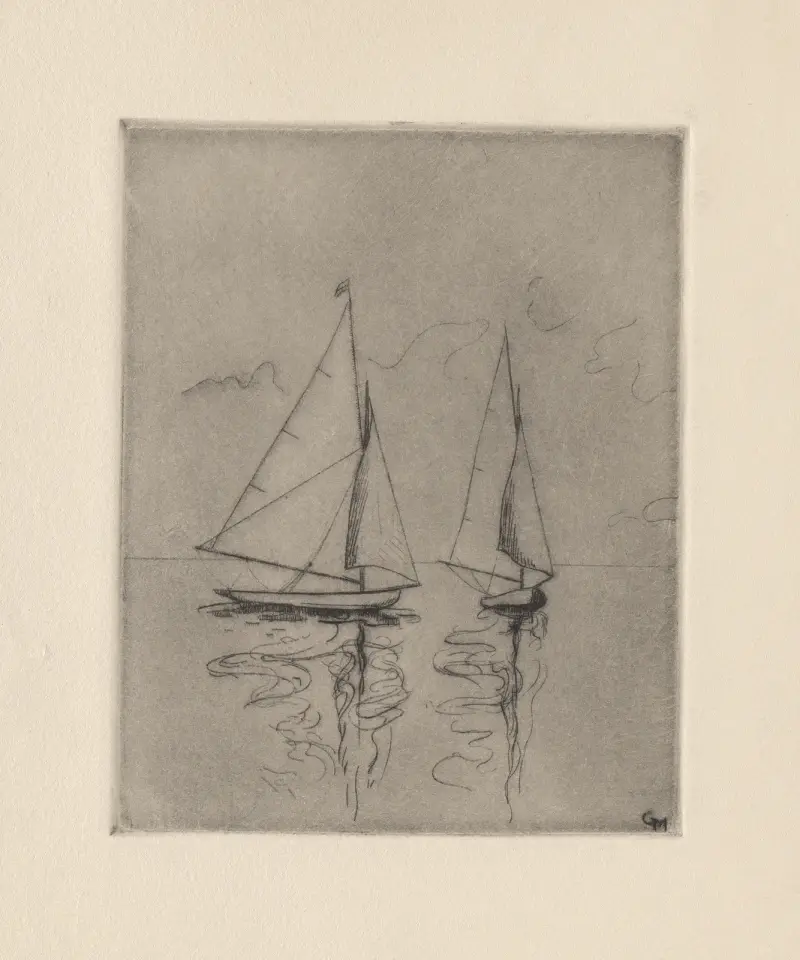 2 segelbåtar 'med reflektioner' av Marc Gonthier