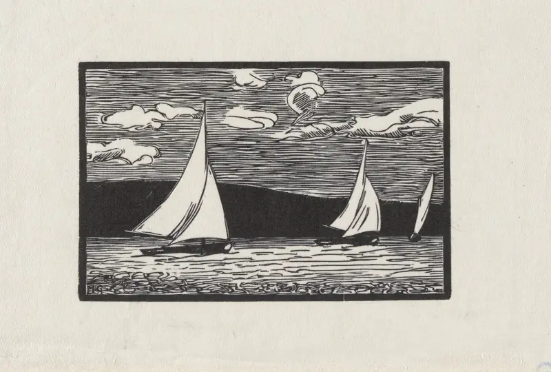 Segelbåtar, molnig himmel av Marc Gonthier
