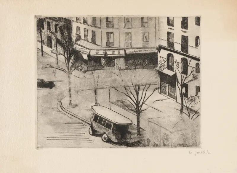 Hållplatsen vid busslinjen, Paris av Marc Gonthier