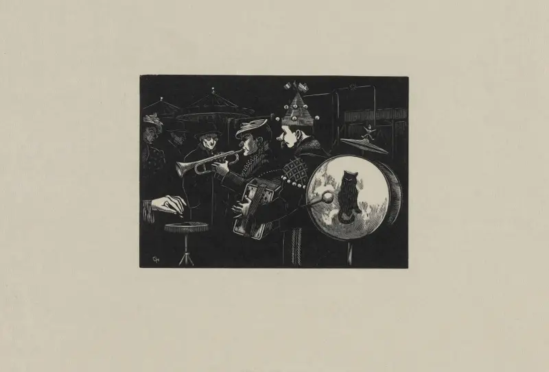Musiciens (au chat et au chapeau chinois) av Marc Gonthier