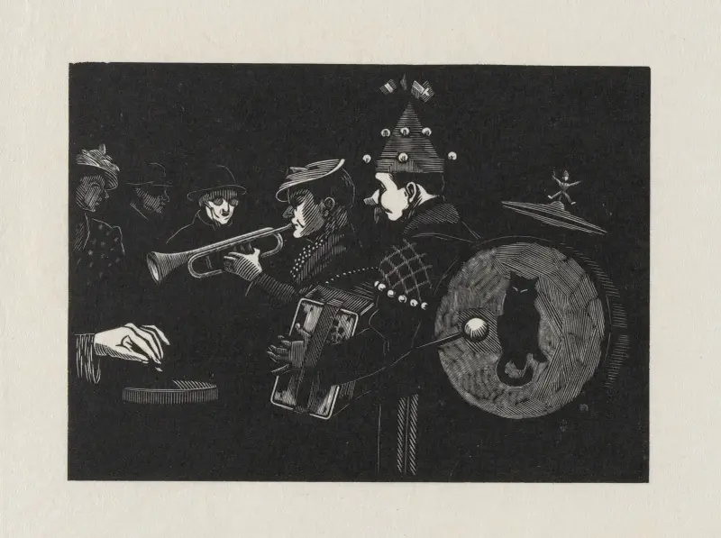 Musiciens (au chat et au chapeau chinois) von Marc Gonthier