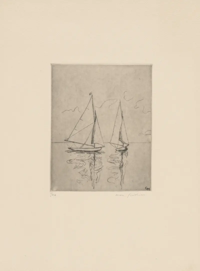 Ouchy; Segelbåtar med reflektioner av Marc Gonthier