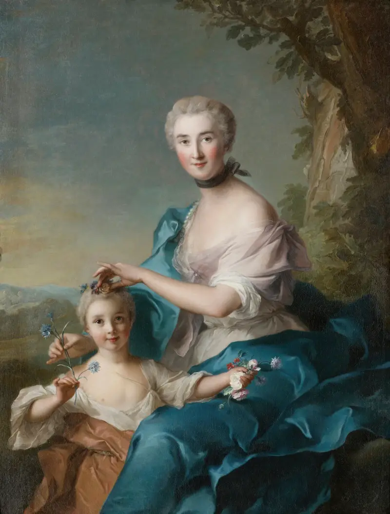 Porträt der Madame Crozat de Thiers und ihrer Tochter von Jean-Marc Nattier