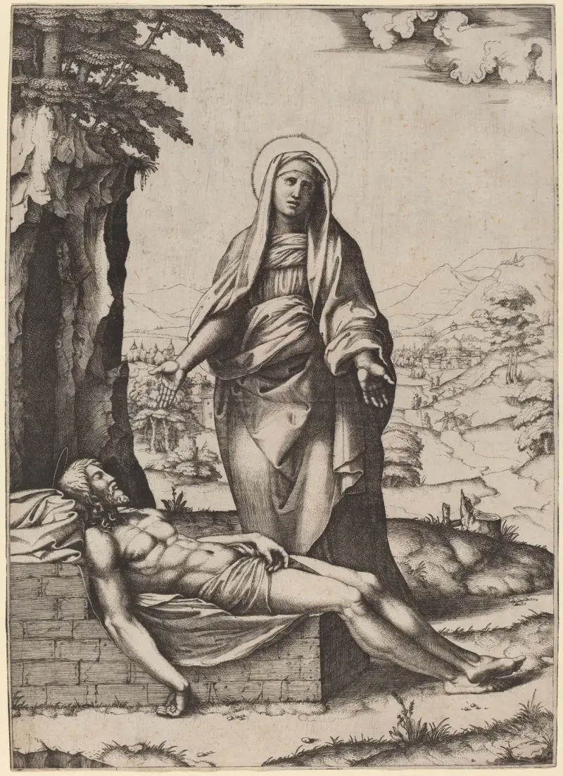 The Lamentation of the Virgin, 1510 – nr 1 av Marcantonio Raimondi