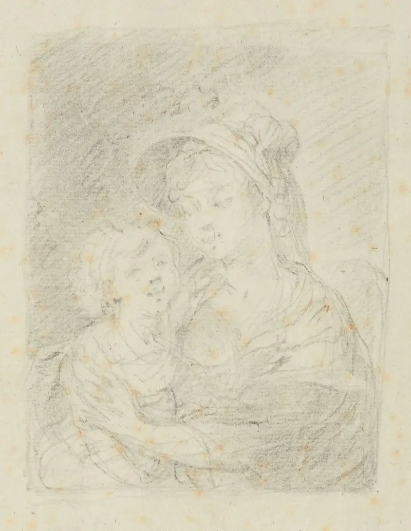 Study for a painting of Ewa Brzostowski nee Chreptowicz with daughter Izabella, II av Marcello Bacciarelli