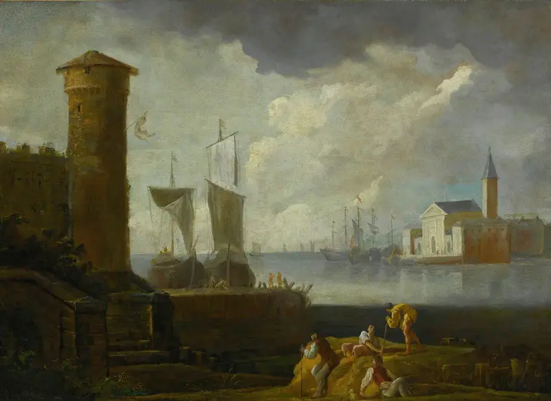 A Capriccio View Of San Giorgio Maggiore, Venice av Marco Ricci