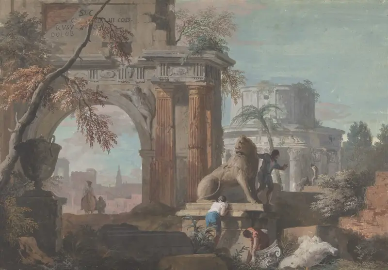 Capriccio with Roman Ruins av Marco Ricci