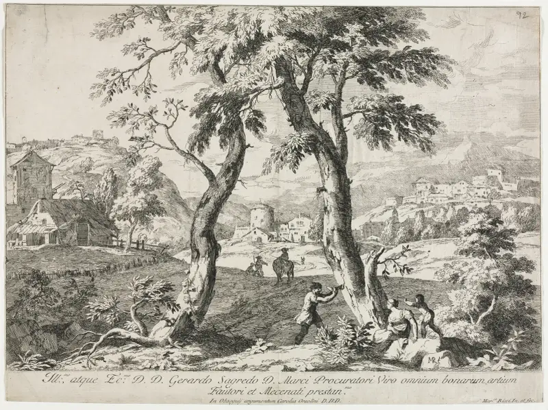 View of a Village with Figures in the Foreground av Marco Ricci