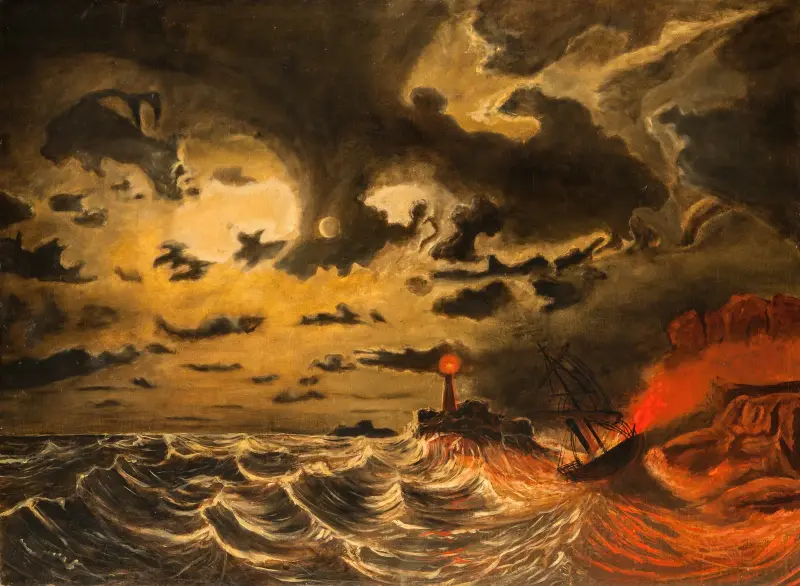 Dampfschiff in Flammen von Marcus Larson