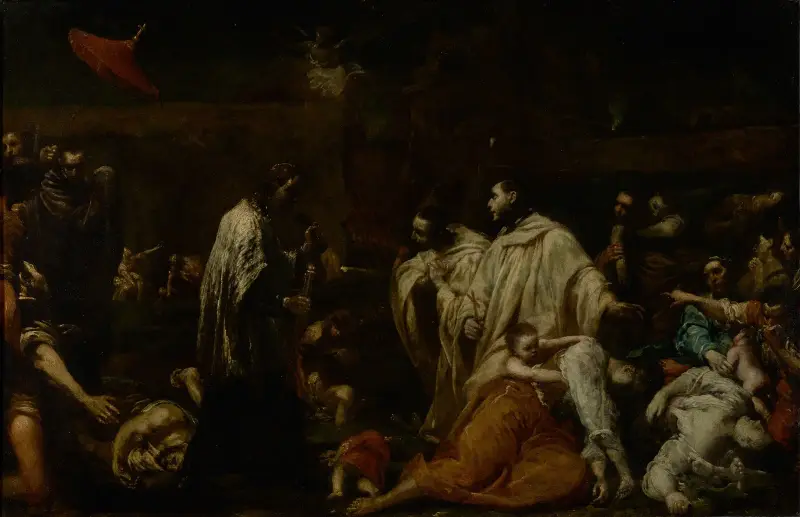 Den salige Bernard Tolomei vädjar om pestens upphörande i Siena av Giuseppe Maria Crespi