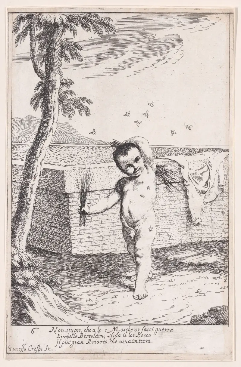 Plate 12; Bertoldino whipping himself to kill flies av Giuseppe Maria Crespi