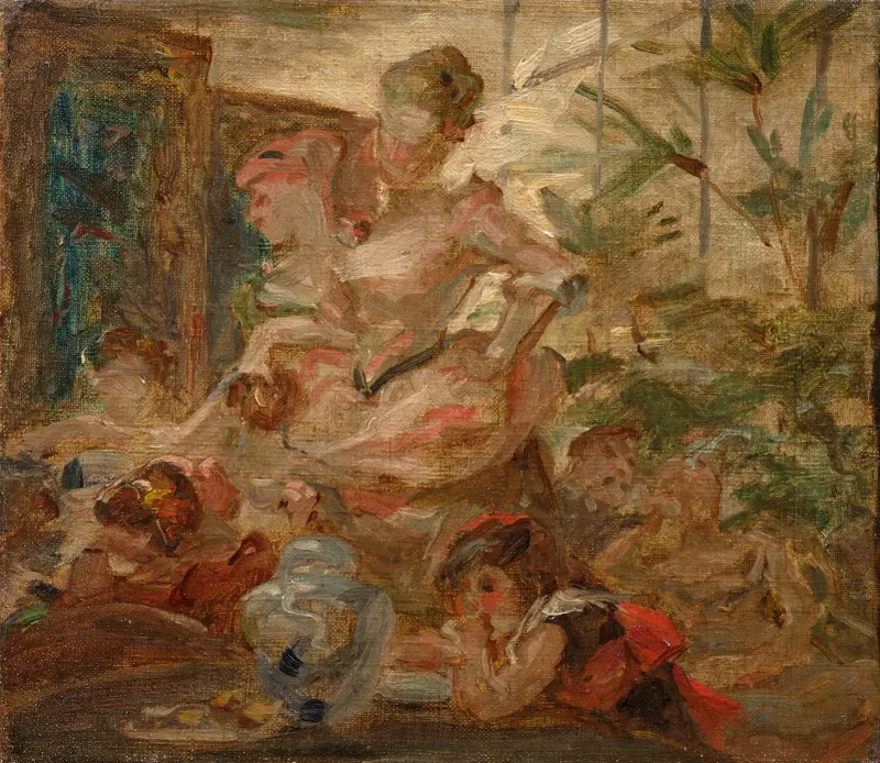 Studie till en orealiserad triptyk kallad ”L’anniversaire” av Marie Bracquemond