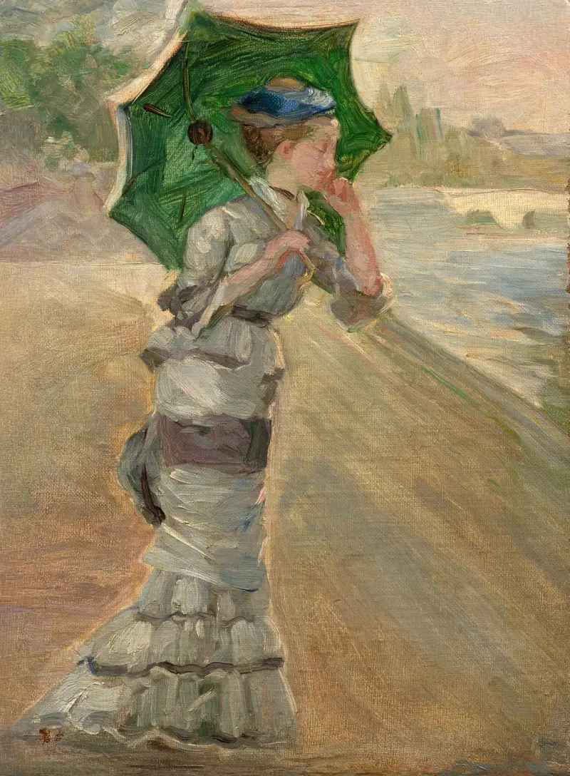 Study of an elegant woman with parasol for ‘En bateau (Sisley et sa femme)’ av Marie Bracquemond