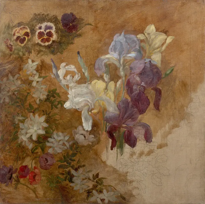 Studie av blommor av Marie Bracquemond