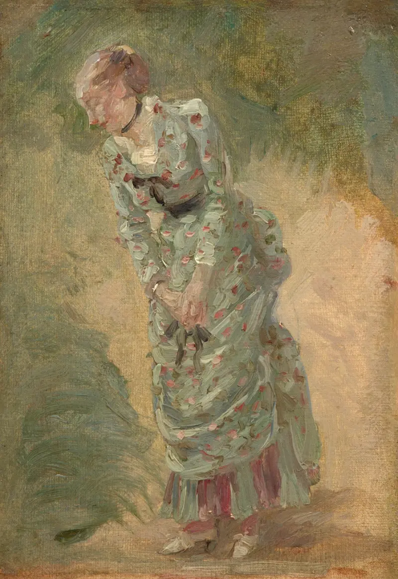 Studie av kvinna och blommor av Marie Bracquemond