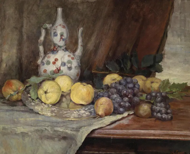 Früchtestillleben mit Kanne (c1879) av Marie Egner