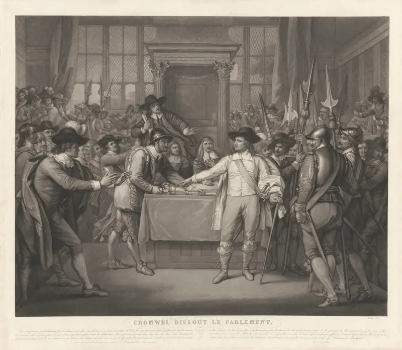 Cromwell upplöser parlamentet (efter Benjamin West) av Jean-Pierre-Marie Jazet
