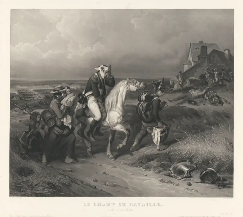 En soldats liv.. 2, Slagfältet (efter Hippolyte Bellangé) av Jean-Pierre-Marie Jazet