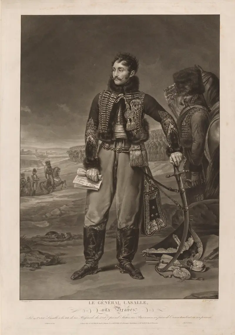 Le Général Lasalle aux braves (after Antoine-Jean Gros) av Jean-Pierre-Marie Jazet