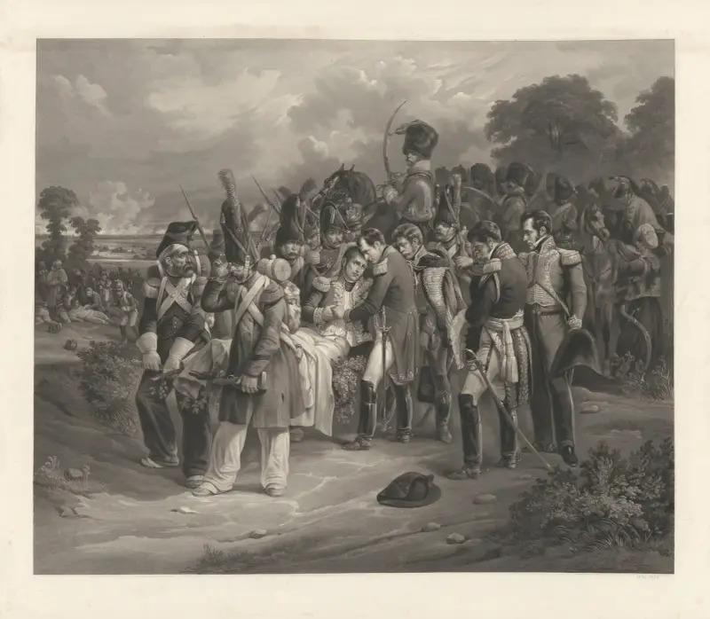 Napoleon vid Essling av Jean-Pierre-Marie Jazet