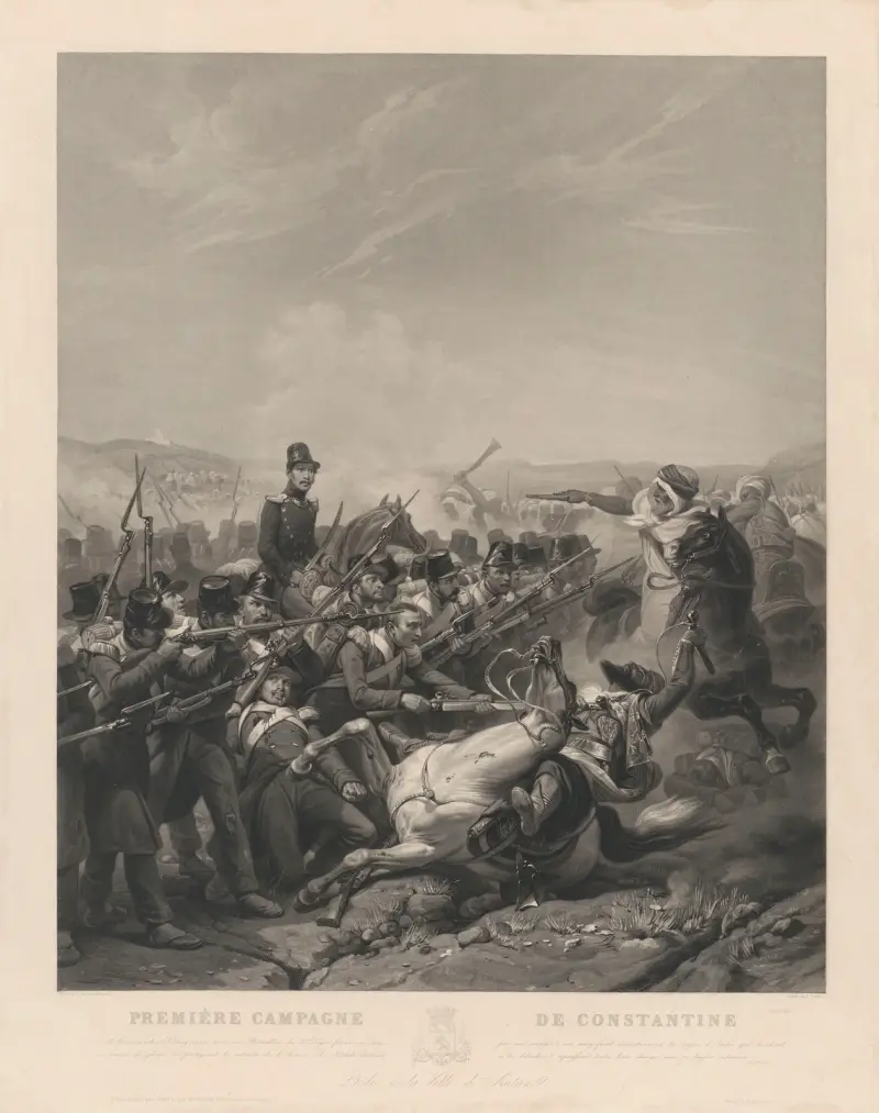 Première campagne de Constantine (after Horace Vernet) av Jean-Pierre-Marie Jazet