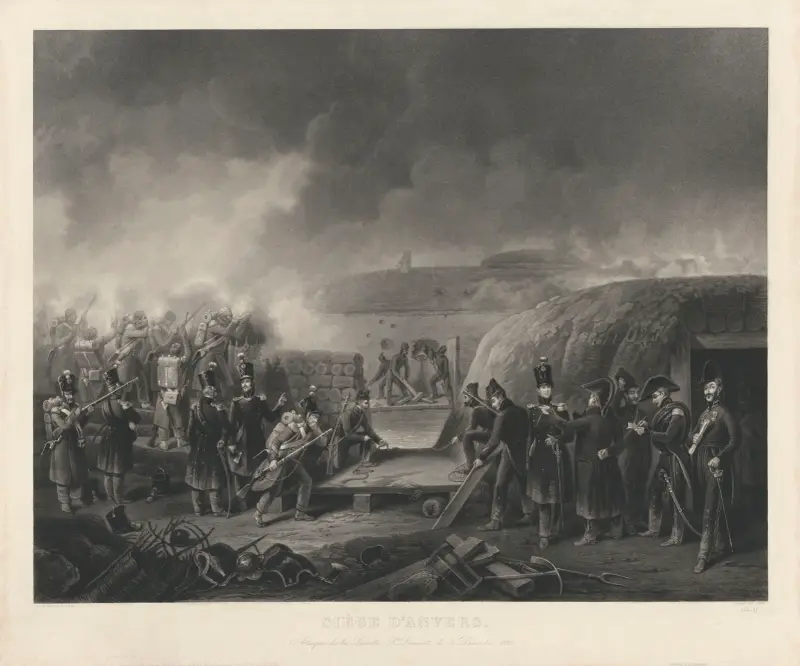 Belägringen av Antwerpen – Anfallet på skansen S:t Laurent, 13 december 1832 av Jean-Pierre-Marie Jazet