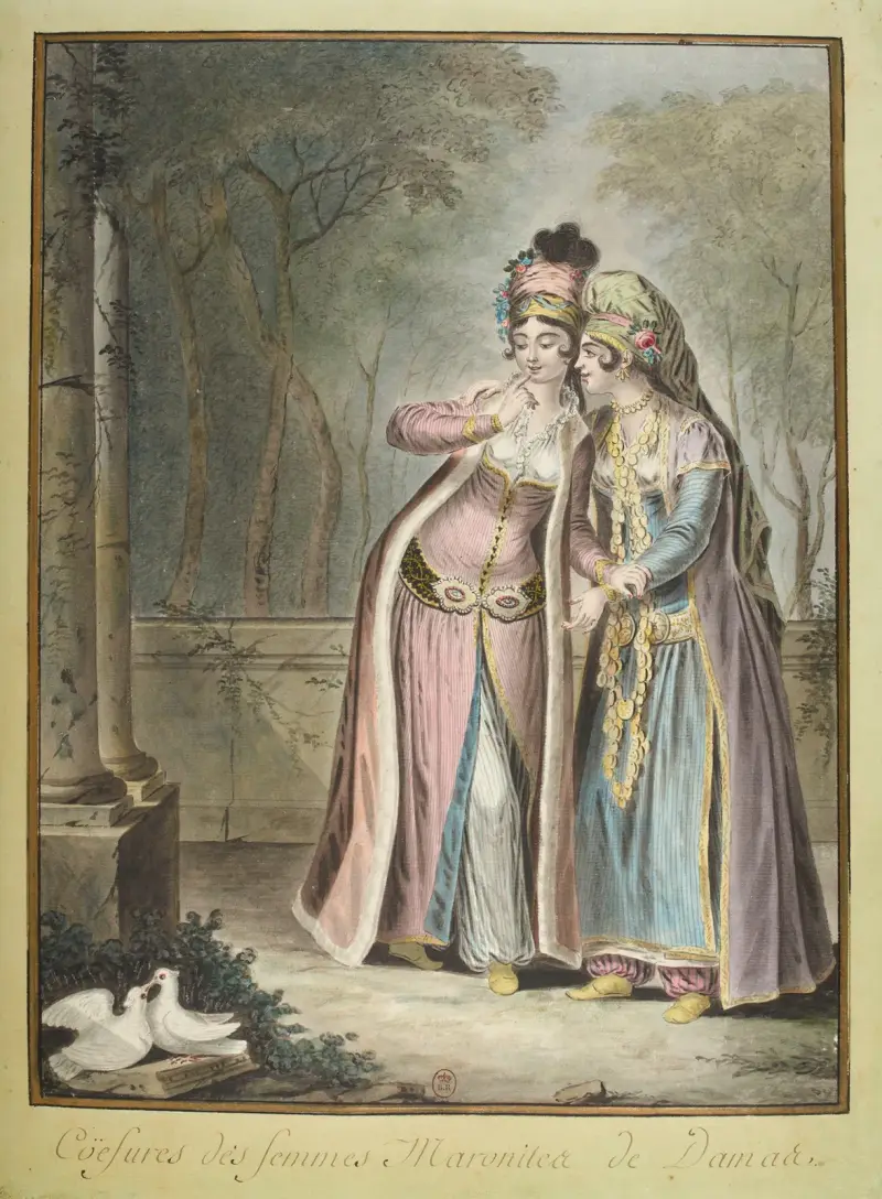Coëfures des femmes Maronites de Damas av François-Marie Rosset