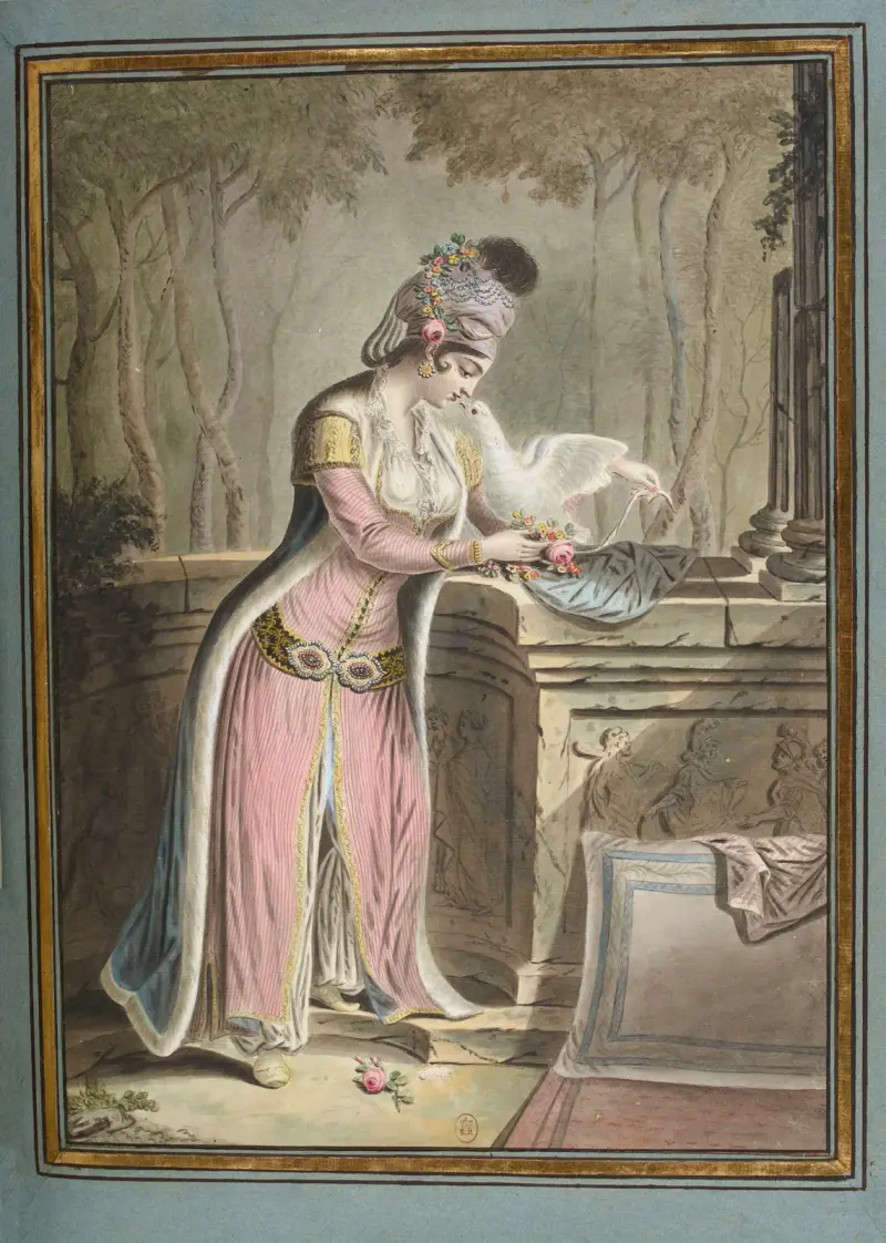 Jeune grecque et une colombe av François-Marie Rosset