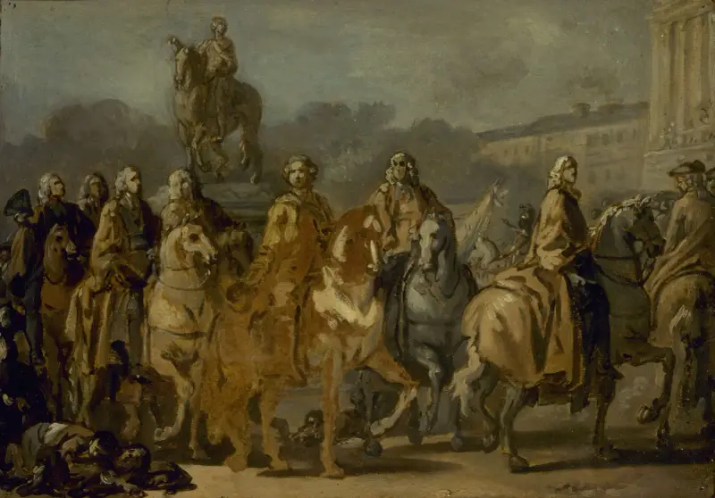 Inauguration de la statue de Louis XV, sur la place du même nom, par le corps de la Ville de Paris, le 20 juin 1763 av Joseph-Marie Vien