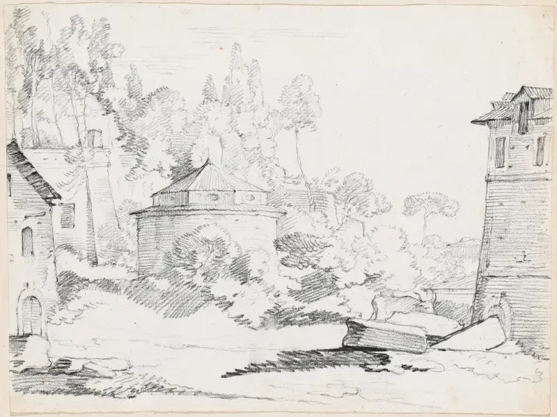 Landscape with the Church of San Teodoro av Joseph-Marie Vien