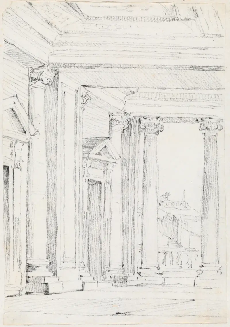 Portico of the Palazzo Nuovo,on the Campidoglio av Joseph-Marie Vien